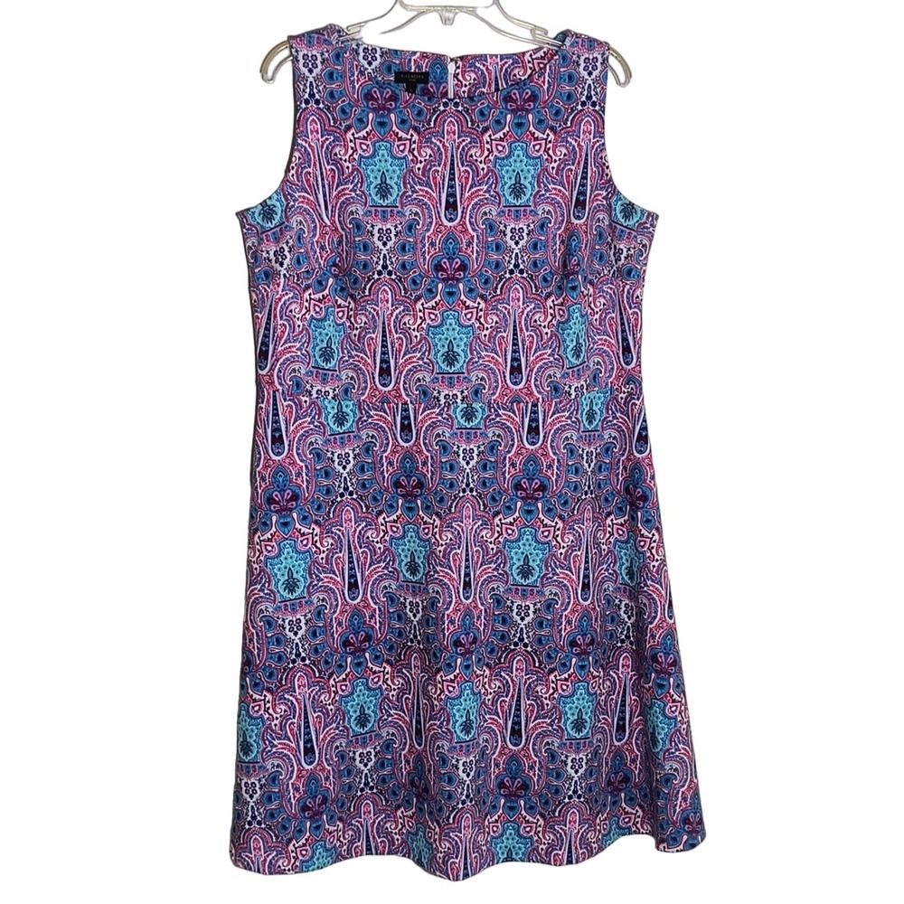 Talbots Sleeveless Dress Woman's Size 1X Multicolor Paisley Stretch Knit - Picture 10 of 14